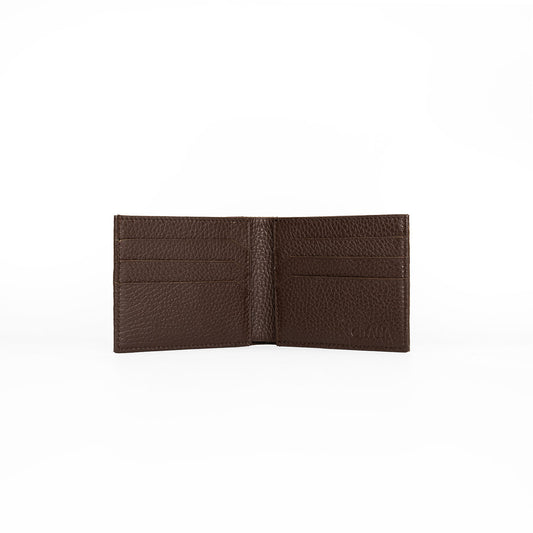 Elio Men's Wallet Vesuvio Caramel - Open Interior in Adria Cioccolato showing 6 Card Slots and Note Compartment