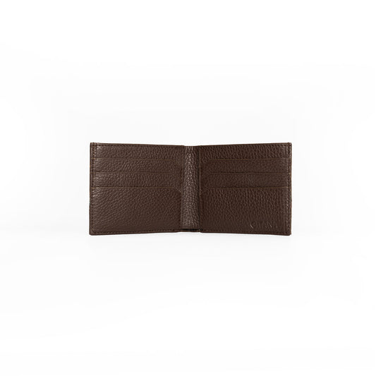 Elio Men's Wallet Vesuvio Chocolate - Open Interior in Adria Cioccolato showing 6 Card Slots and Note Compartment