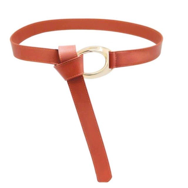 Gitana Ladies Belt in Caramel Italian Calf Leather with Gold D-Ring Buckle - Made in Italy