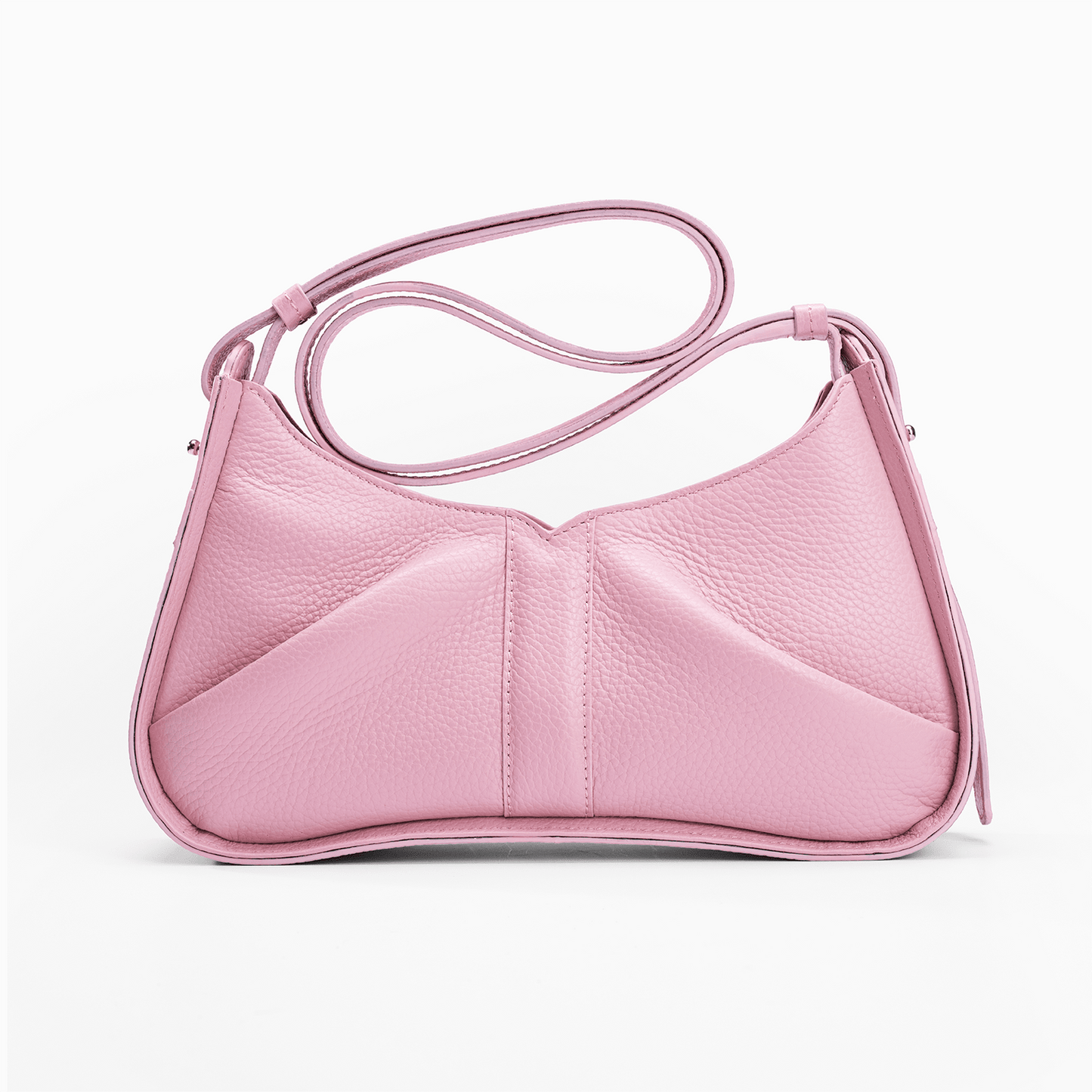 Isla Shoulder Bag Petal Pink - Italian Pebbled Leather Handbag - Back View