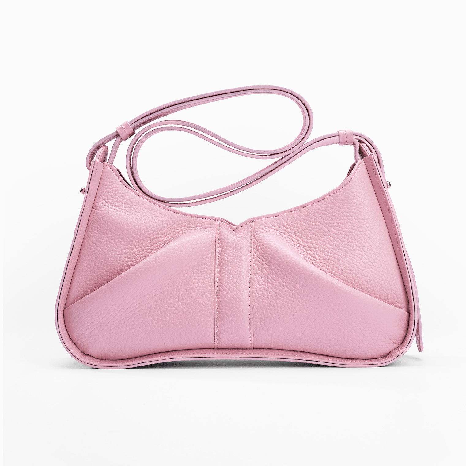 Isla Shoulder Bag Petal Pink - Italian Pebbled Leather Handbag - Back View