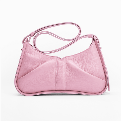 Isla Shoulder Bag Petal Pink - Italian Pebbled Leather Handbag - Back View
