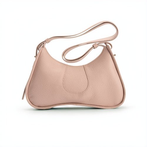 Aria Shoulder Bag in Pebble Calf Driftwood - Back View