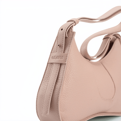 Aria Shoulder Bag in Pebble Calf Driftwood - Side View