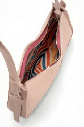 Aria Shoulder Bag in Pebble Calf Driftwood - Close-up View