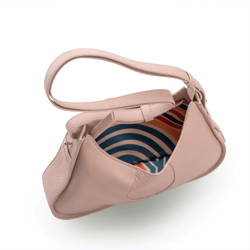 Aria Shoulder Bag in Pebble Calf Driftwood - Detail View