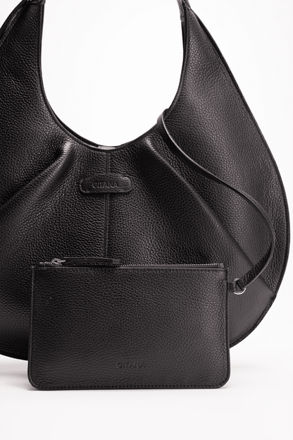 Gitana Onda Tote Bag Pebble Calf Nero