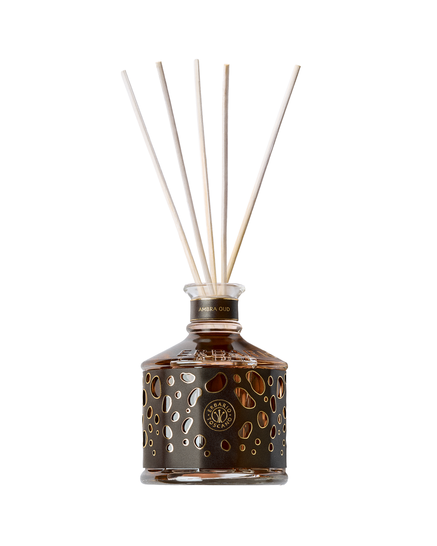 Ambra Oud home fragrance diffuser 250ml by Erbario Toscano – oud and caramel
