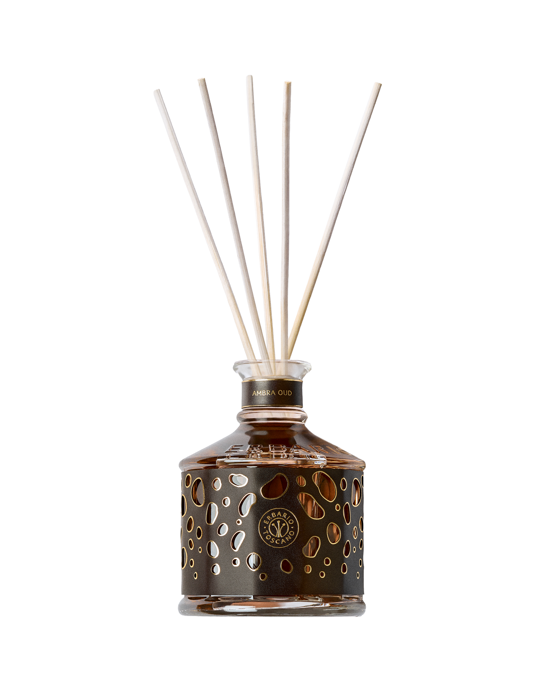 Ambra Oud home fragrance diffuser 250ml by Erbario Toscano – oud and caramel