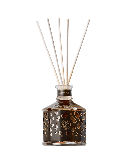 Ambra Oud home fragrance diffuser 250ml by Erbario Toscano – oud and caramel