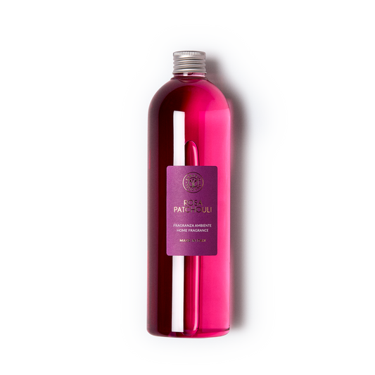 Diffuser Refill 500ml Rosa Patchouli – rose and patchouli fragrance bottle with black label by Gitana Lifestyle