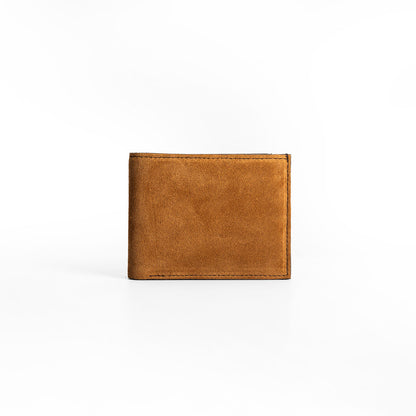 Elio Men's Wallet Vesuvio Caramel - Front View Italian Suede Exterior
