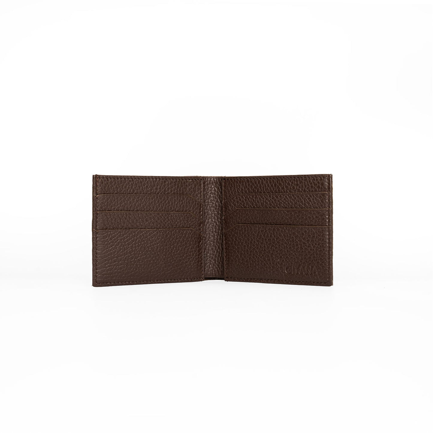 Elio Men's Wallet Vesuvio Caramel - Open Interior in Adria Cioccolato showing 6 Card Slots and Note Compartment
