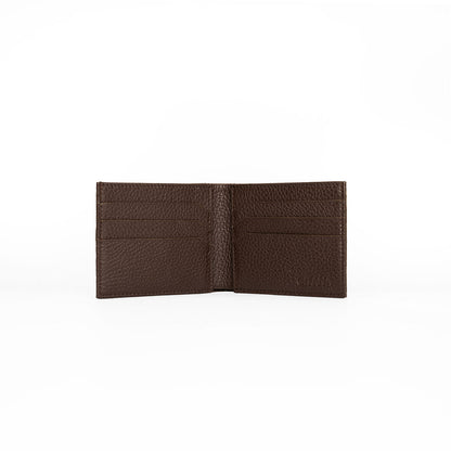 Elio Men's Wallet Vesuvio Caramel - Open Interior in Adria Cioccolato showing 6 Card Slots and Note Compartment
