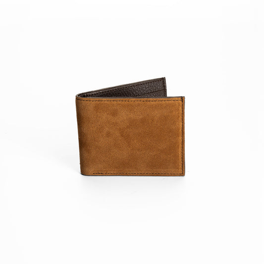 Gitana Elio Men's Wallet in Vesuvio Caramel - Italian Suede Bifold Wallet
