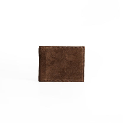 Elio Men's Wallet Vesuvio Chocolate - Front View Italian Suede Exterior