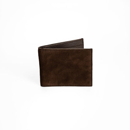 Gitana Elio Men's Wallet in Vesuvio Chocolate - Italian Suede Bifold Wallet