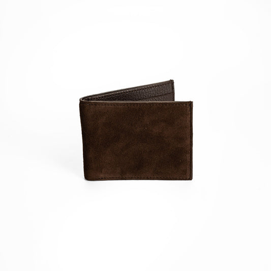 Gitana Elio Men's Wallet in Vesuvio Chocolate - Italian Suede Bifold Wallet