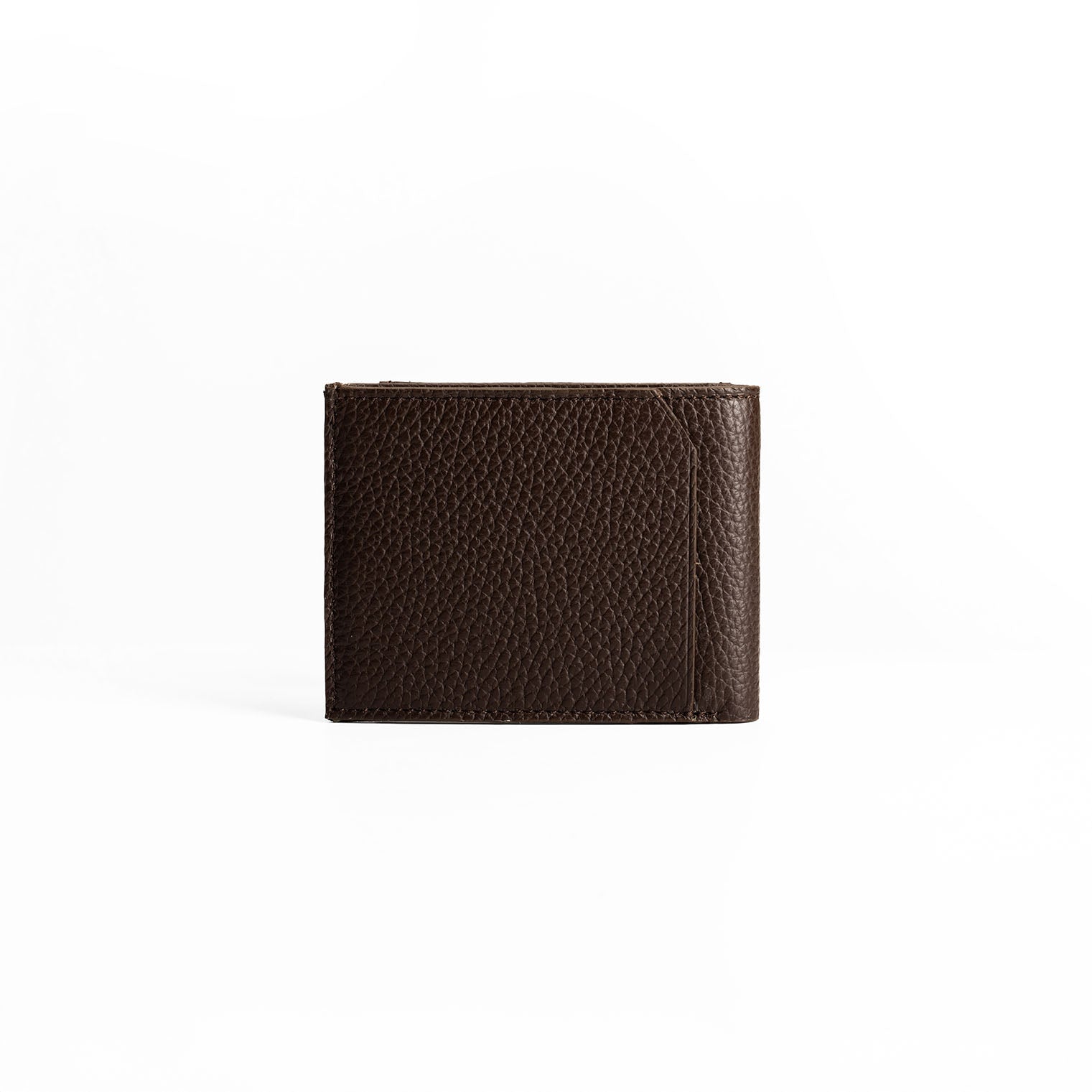 Elio Men's Wallet Adria Cioccolato - Back View Italian Pebble Calf Leather with External Slip Pocket
