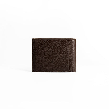 Elio Men's Wallet Adria Cioccolato - Back View Italian Pebble Calf Leather with External Slip Pocket
