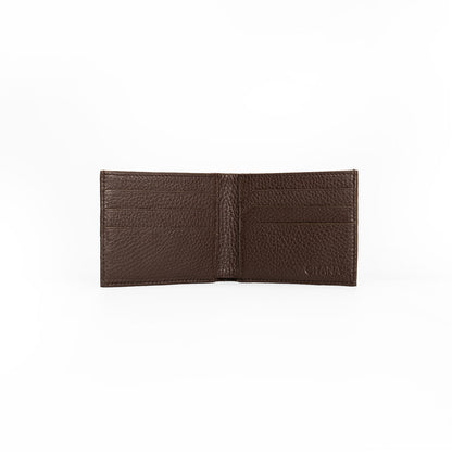 Elio Men's Wallet Adria Cioccolato - Open Interior showing 6 Card Slots, Note Compartment and Gitana Brand Detail
