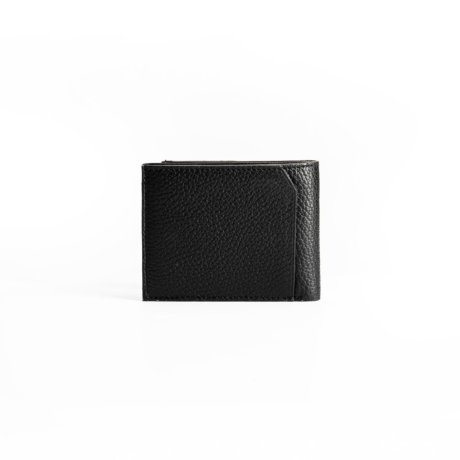 Elio Men's Wallet Adria Nero - Back View Italian Pebble Calf Leather with External Slip Pocket
