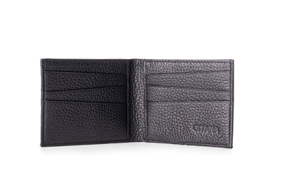 Vale Men's Wallet Adria Nero - Open Interior showing 6 Card Slots, Note Compartment and Gitana Brand Detail
