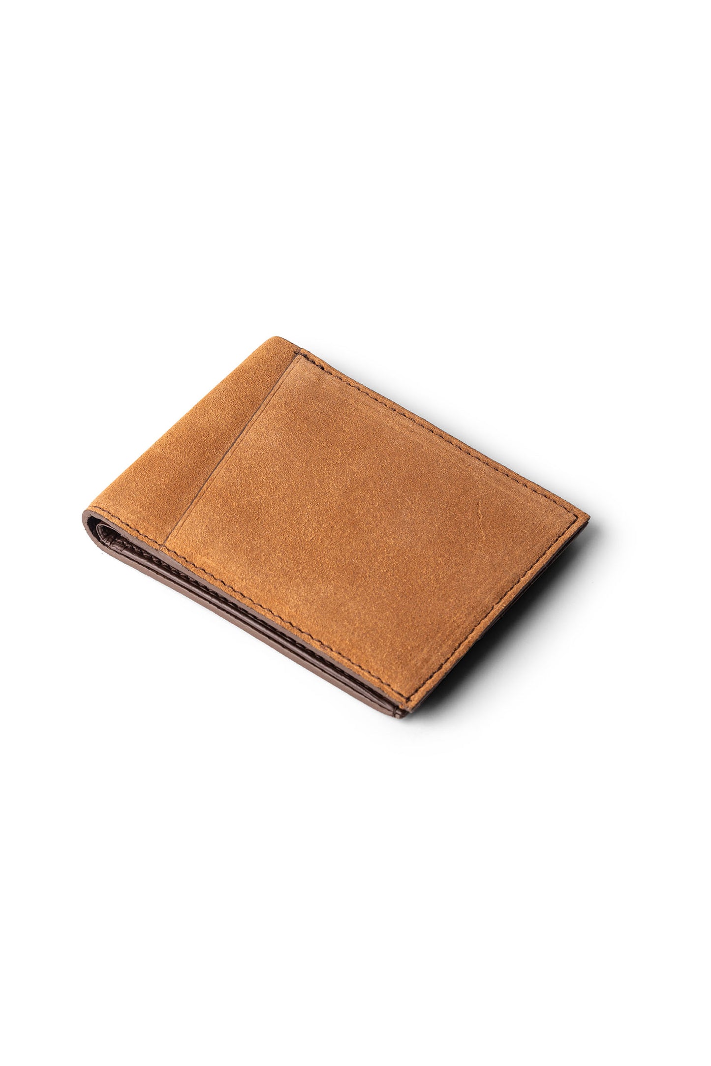  Vale Men's Wallet Vesuvio Caramel - Back View Italian Suede Exterior with External Slip Pocket