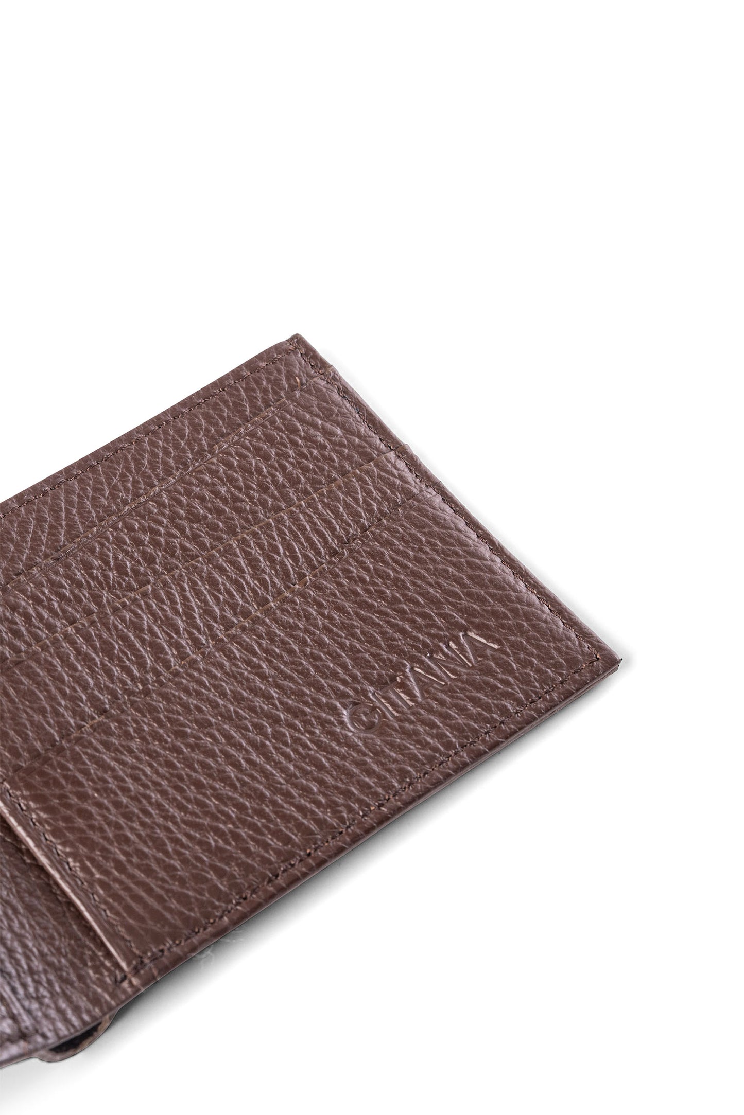 Vale Men's Wallet Vesuvio Chocolate - Close-up of Adria Cioccolato Interior with Gitana Brand Detail
