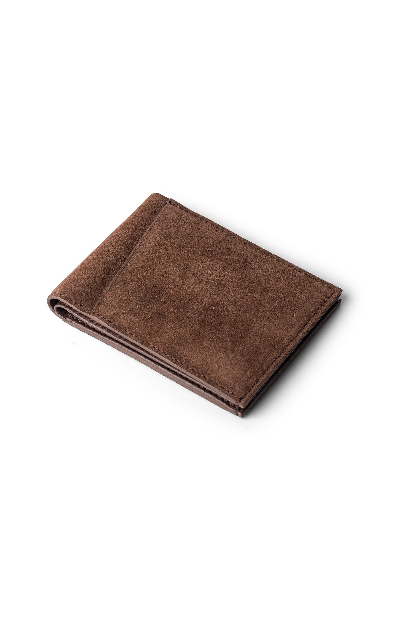 Vale Men's Wallet Vesuvio Chocolate - Back View Italian Suede Exterior with External Slip Pocket