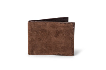 Gitana Vale Men's Wallet in Vesuvio Chocolate - Italian Suede Bifold Wallet