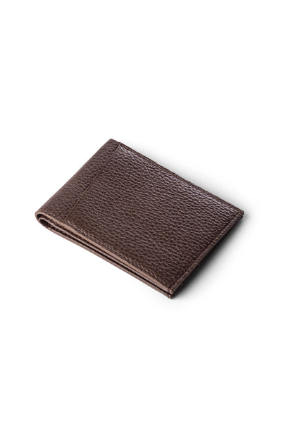Vale Men's Wallet Adria Cioccolato - Back View Italian Pebble Calf Leather with External Slip Pocket
