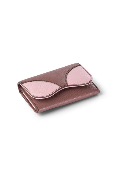 Ala Ladies Wallet Balsamic and Camelia - Front View showing Wing-Shaped Flap Detail
