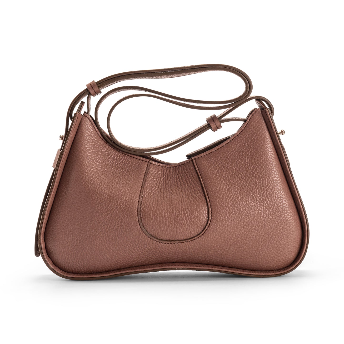 Aria Shoulder Bag Toast Brown - Petite Italian Leather Handbag - Front View
