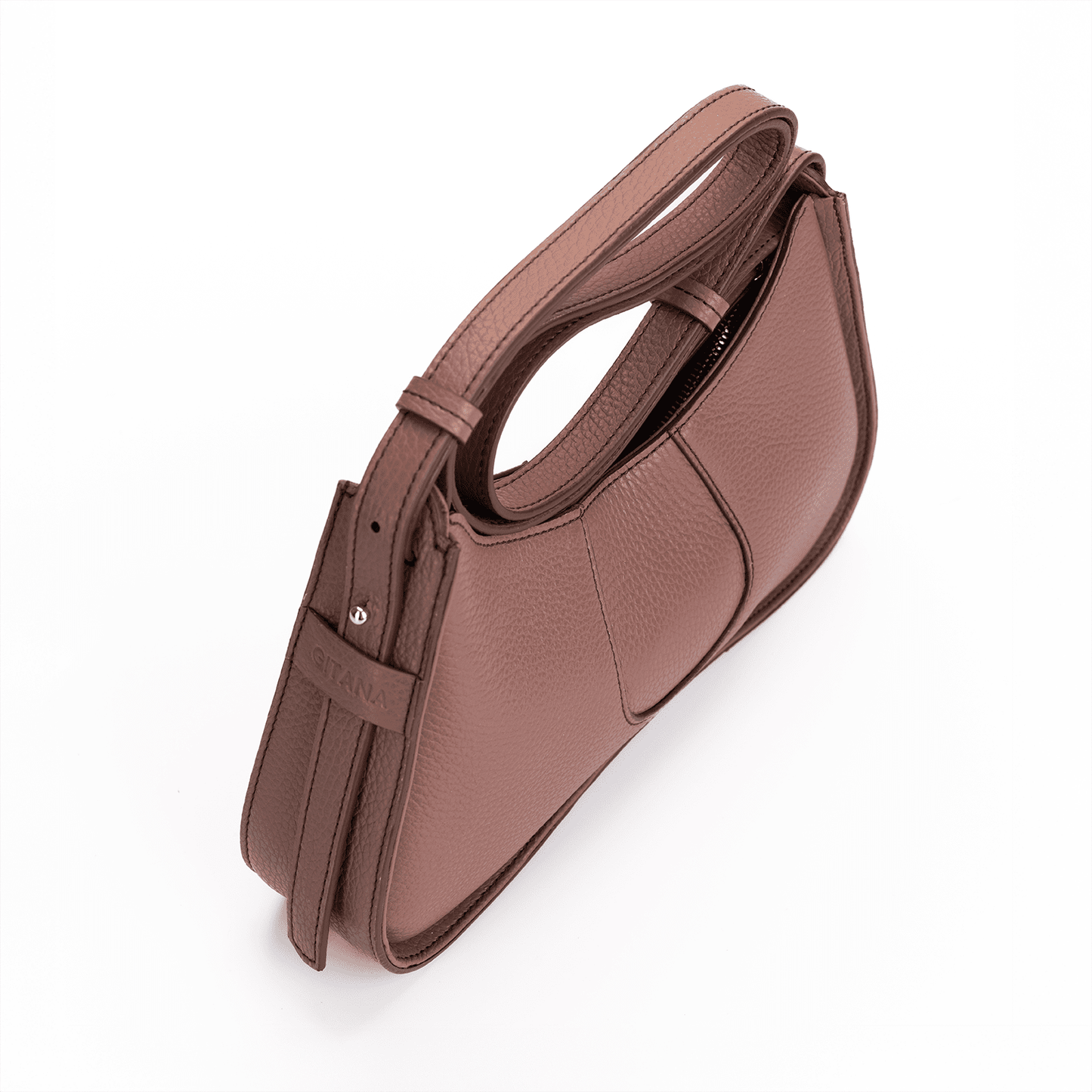 Aria Shoulder Bag Toast Brown - Zip Side Strap Detail