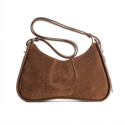 Aria Shoulder Bag Chocolate - Elegant Petite Silhouette - Back View