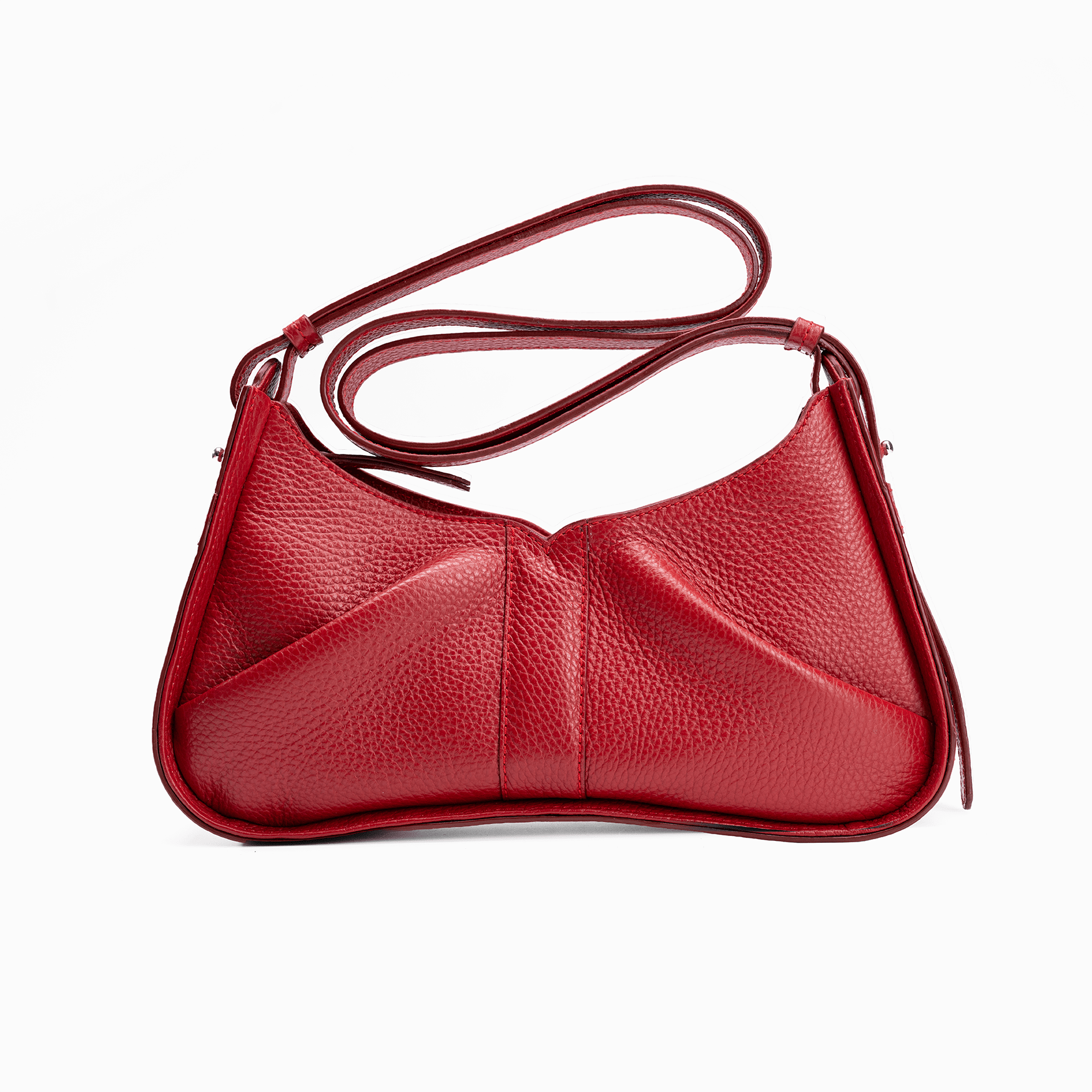 Gitana Isla Shoulder Bag in Pebble Calf Amaranto - Italian Leather Handbag