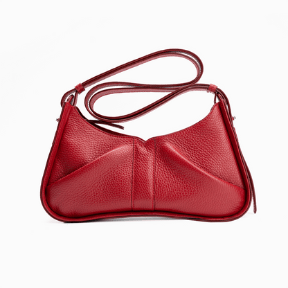 Gitana Isla Shoulder Bag in Pebble Calf Amaranto - Italian Leather Handbag