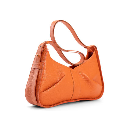 Isla Shoulder Bag Orange - Side Pleat Detail