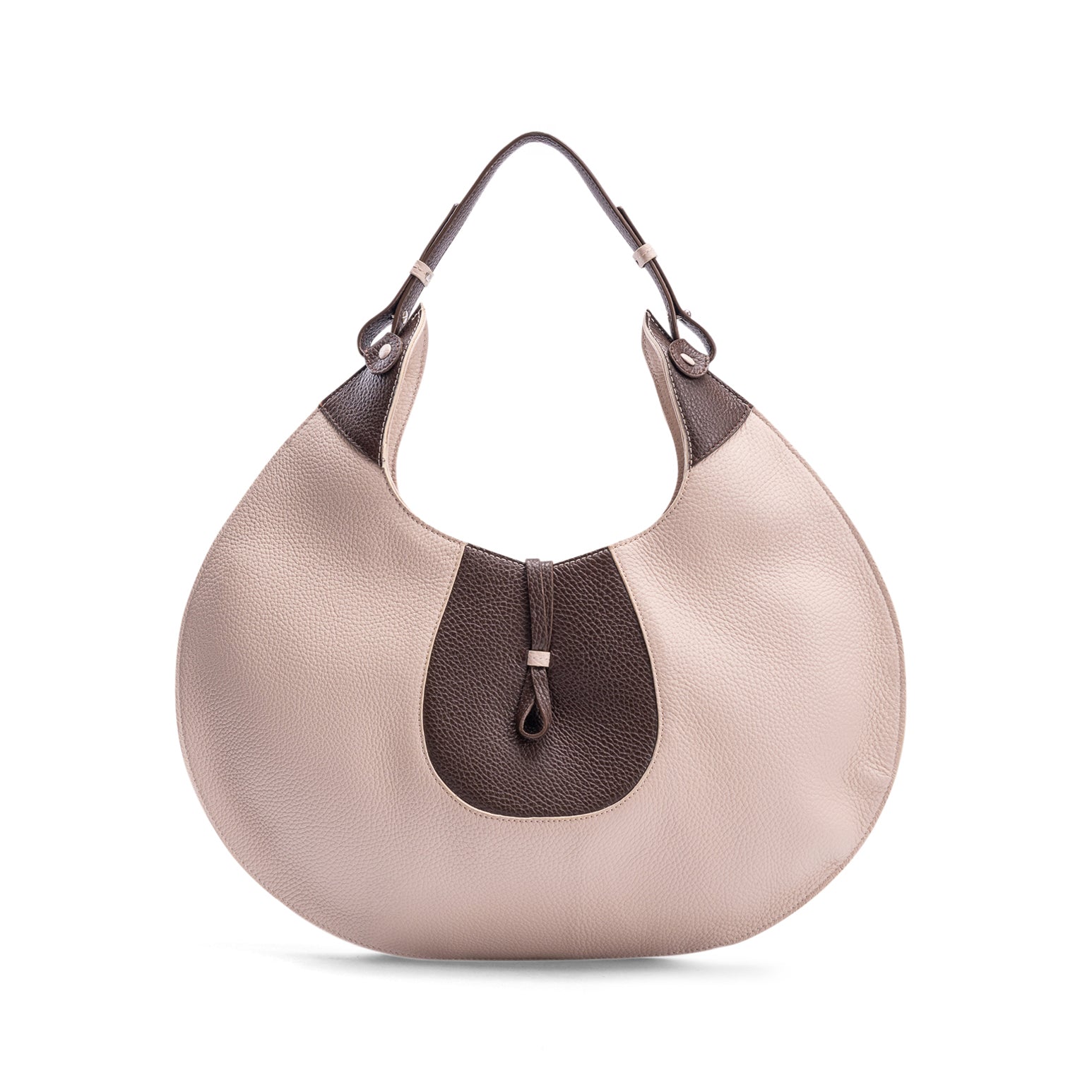 Luna Tote Bag Driftwood Chocolate - Italian Leather Tote - Back View