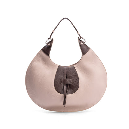 Luna Tote Bag Driftwood Chocolate - Italian Leather Tote - Front View