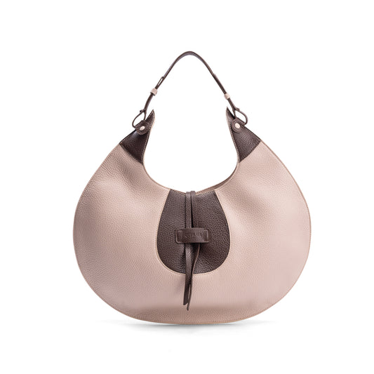 Luna Tote Bag Driftwood Chocolate - Italian Leather Tote - Front View