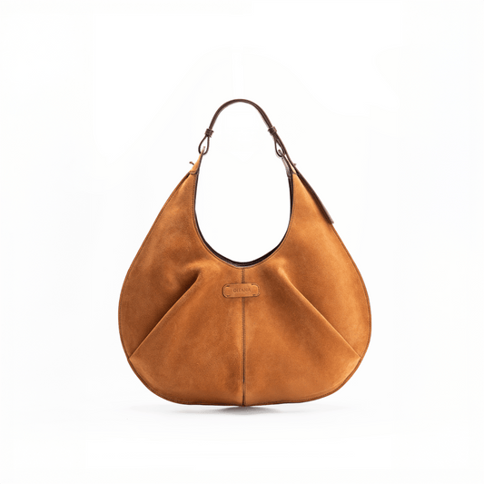 Gitana Onda Tote Bag in Suede Caramel - Italian Suede Handbag