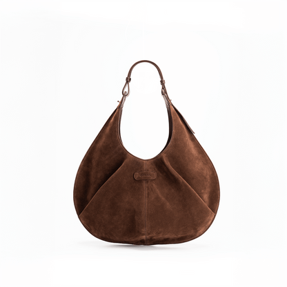 Gitana Onda Tote Bag in Suede Chocolate - Italian Suede Handbag