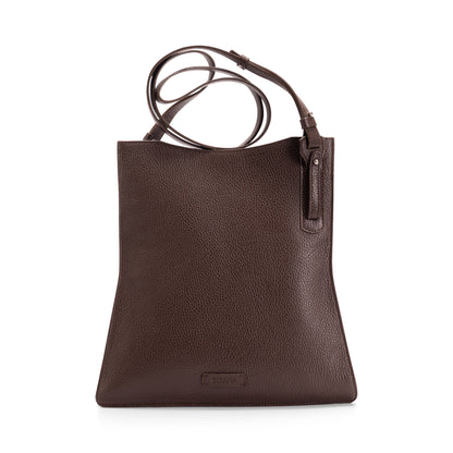 Simona Crossbody Bag in Brown - Italian Pebbled Leather Handbag - Back View