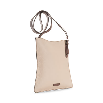 Simona Crossbody Bag Beige with Chocolaate Brown Trim - Side View Detail