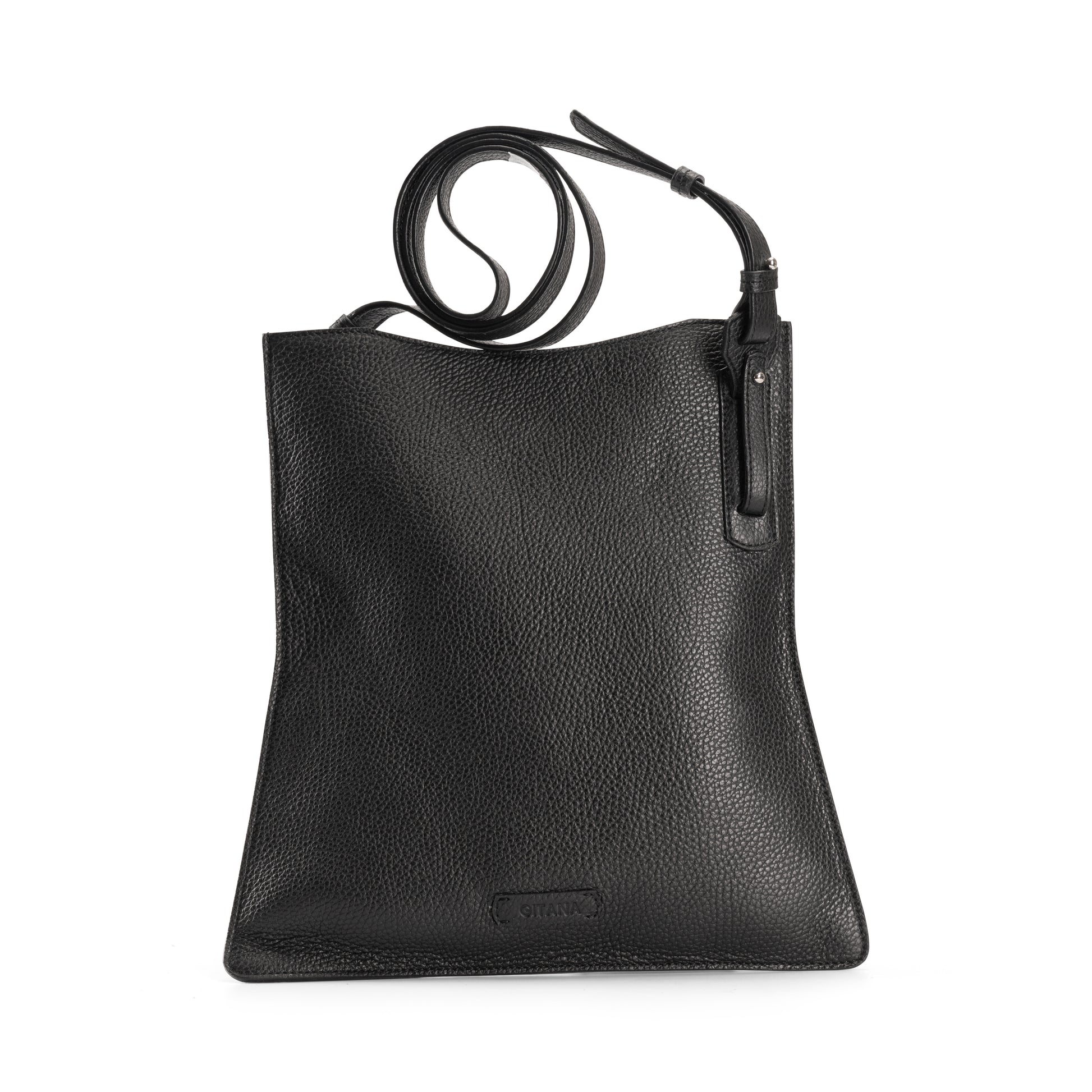Simona Crossbody Bag in Black in Italian Pebbled Leather