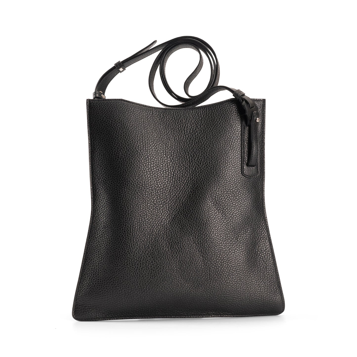 Simona Crossbody Bag in Black Italian Pebbled Leather - Back View