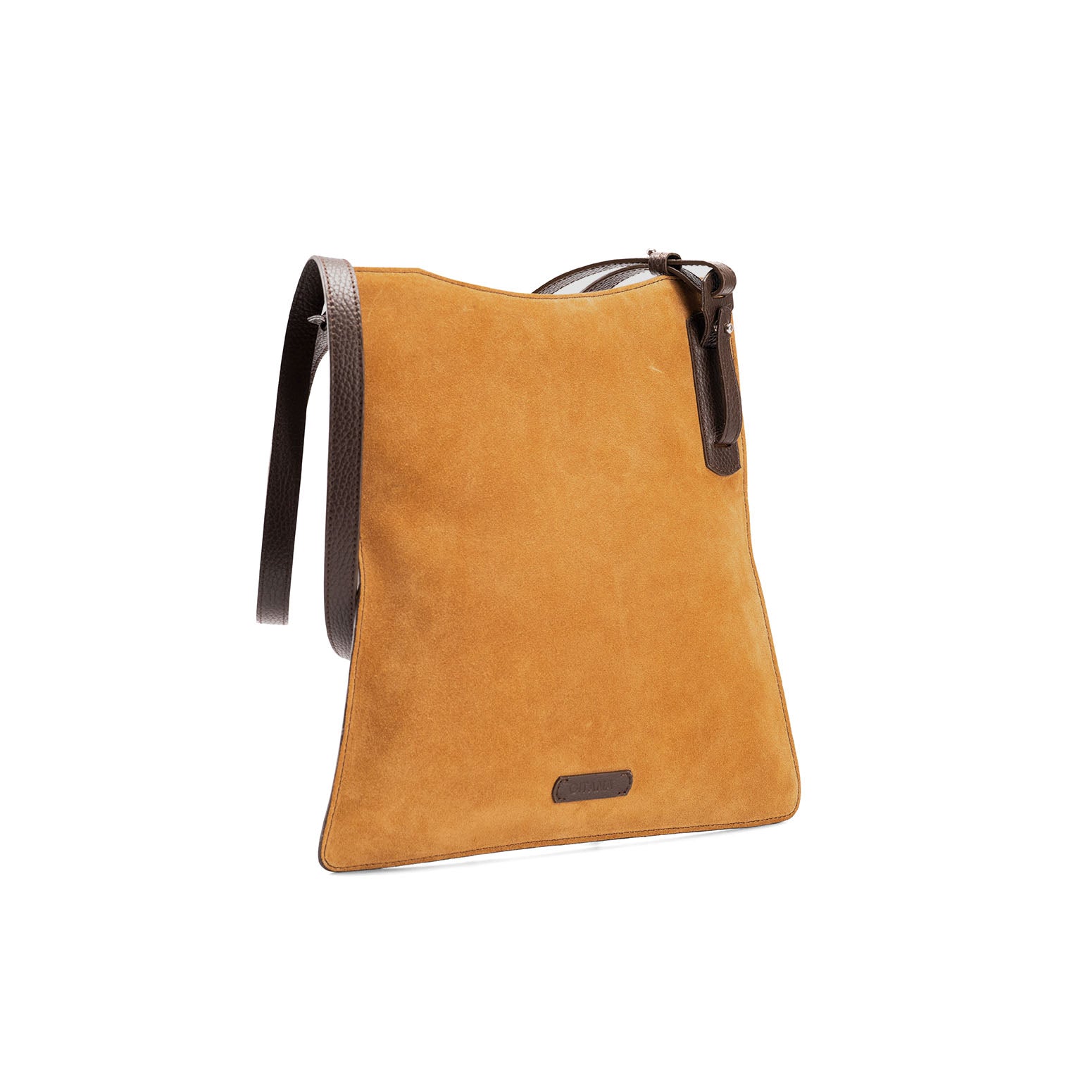 Simona Crossbody Suede Caramel - Side View Detail