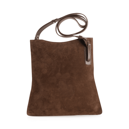 Simona Crossbody Handbag in Italian Suede Brown Leather 